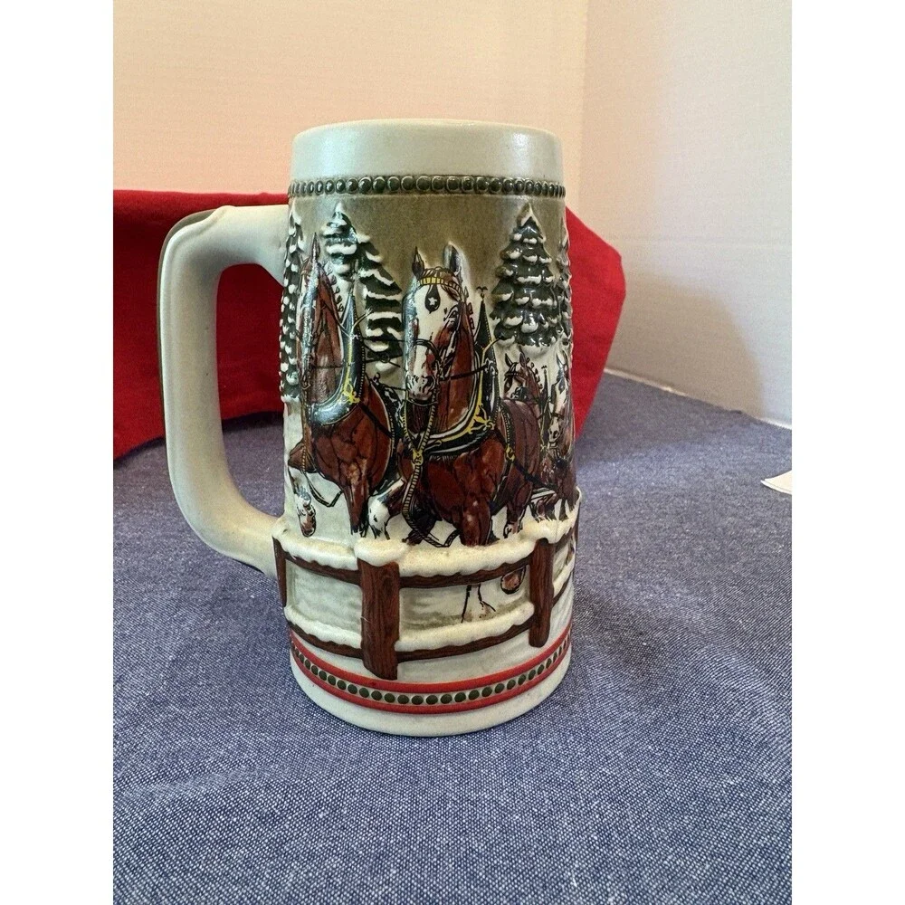 Vintage Limited Edition Collector's Budweiser 1984 Holiday Stein - Clydesdales